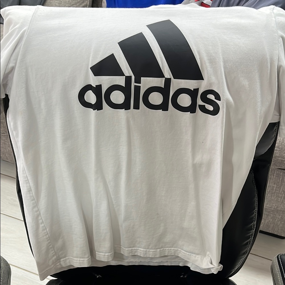 Adidas White Tee with Black Logo